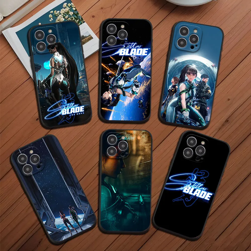 Game Stellar Blade Phone Case for iPhone 12 11 13 14 15 16 Max Pro Plus Black Soft Silicone shell