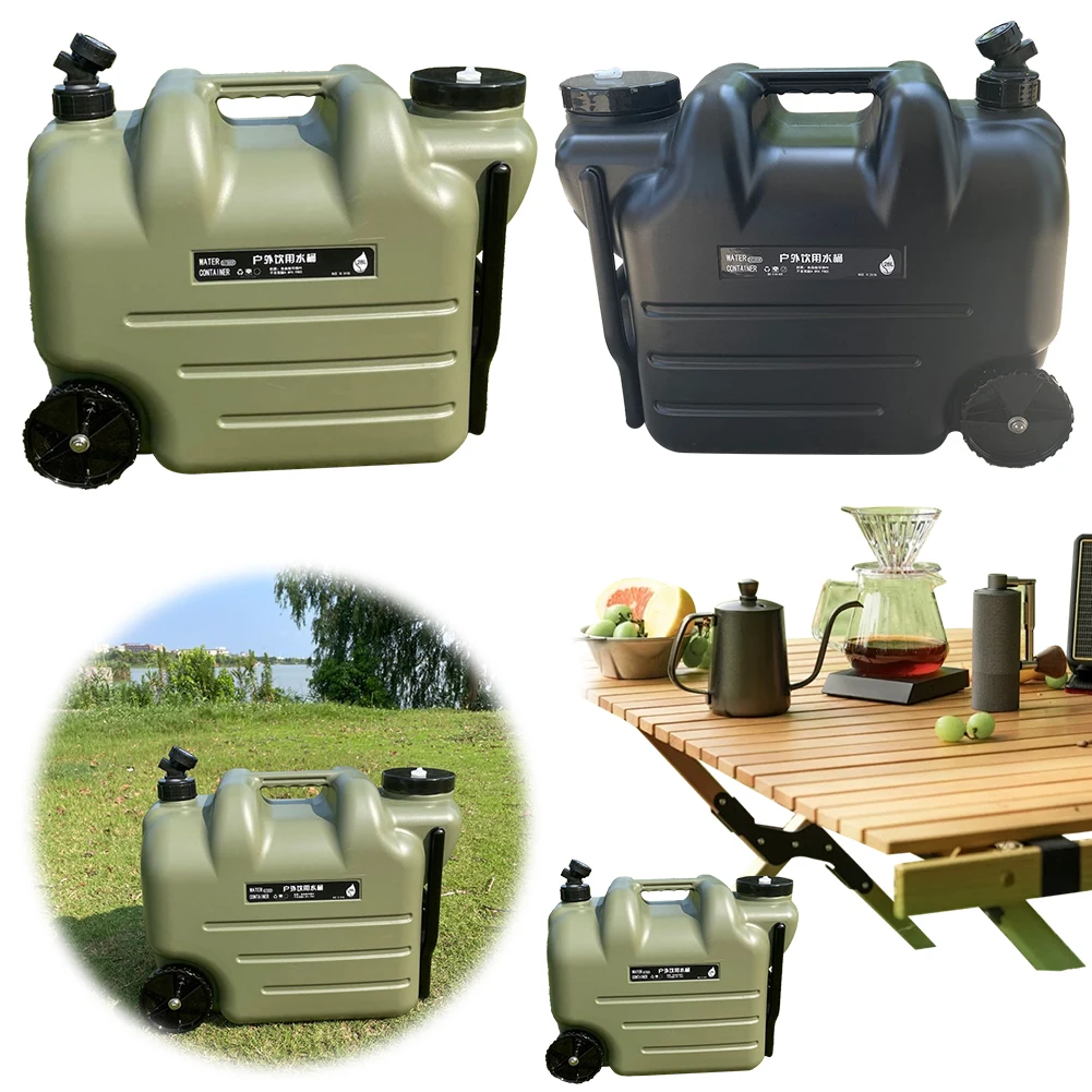 

28L Camping Outdoor Bucket with Faucet & Wheel Portable Trolley Large Water Tank Camping Water Container for Camping Outdoor BBQ