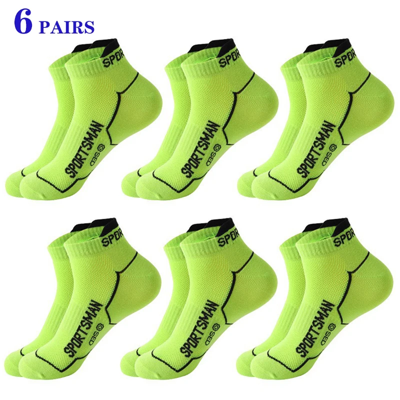 6 pares de calcetines cortos de algodón para hombre, calcetines deportivos para correr, calcetines de verano de tubo bajo a rayas, calcetines