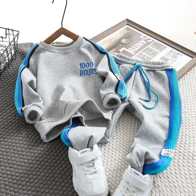 

Boys' Suit Fashionable Sweater Long Pants Children's Sports Two-Piece Suit Medium and Big Children's Spring and Autumn