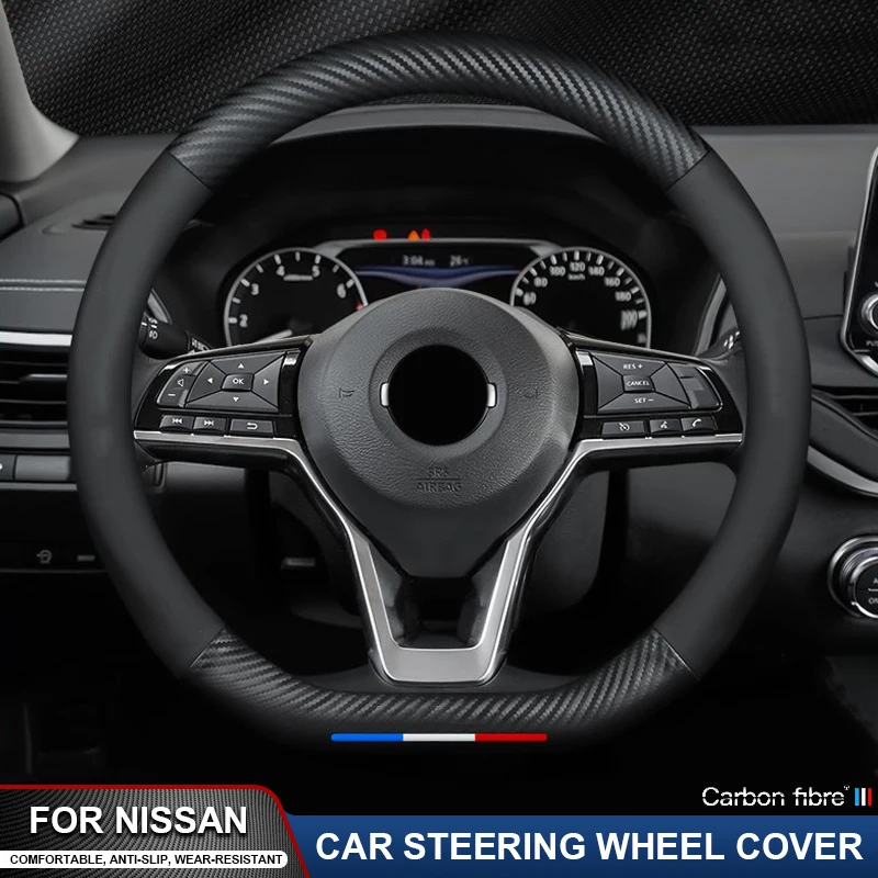 

For Nissan X-Trail Qashqai Juke Patrol Leaf Altima Rogue Pulsar Maxima Micra Murano Sentra Teana Tiida GTR Steering Wheel Cover