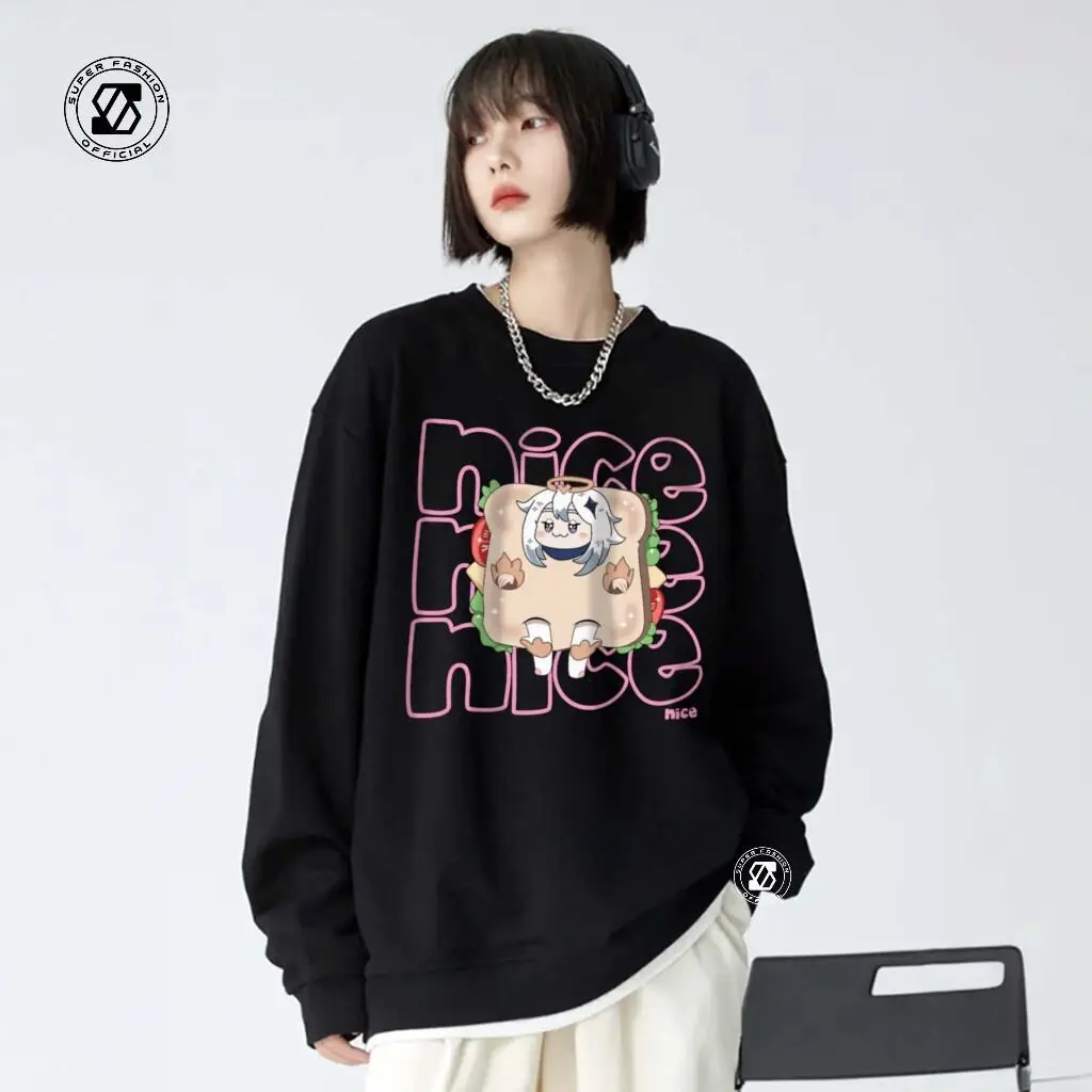 Sweatshirt PAIMON SANDWITCH Trui Wanita Japanse stijl Sweatshirt Anime Atasan Switer Kekinian