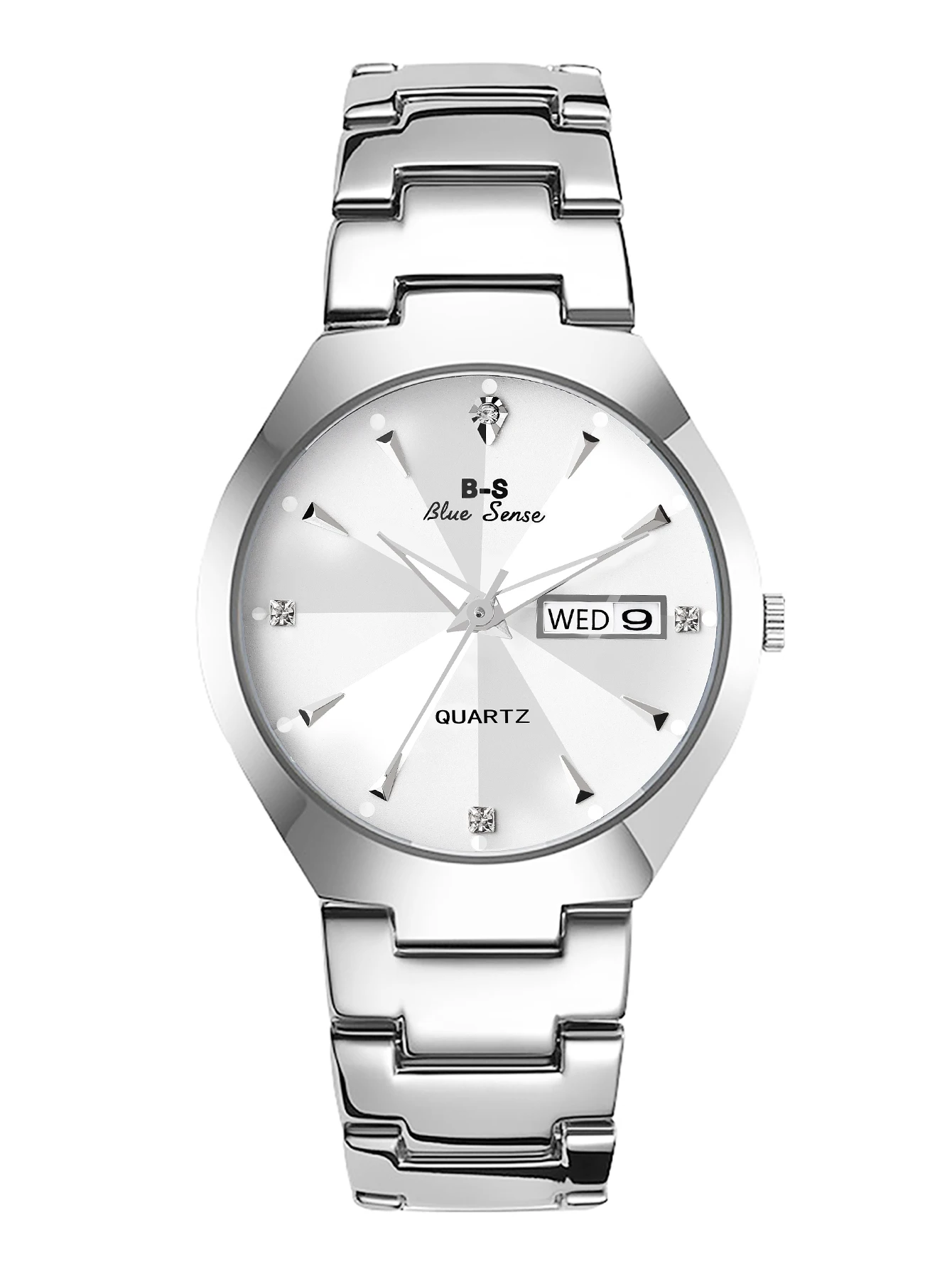 달력이 있는 실버 스테인레스 스틸 야광 실버 남성용 비즈니스 스틸 팔찌 쿼츠 시계 - 그를 위한 최고의 선물