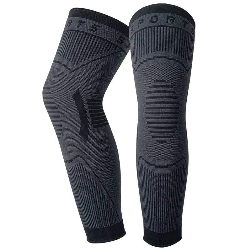 Long Knee Brace Antiskid Silicone Strip Step Pressure Relief Popliteal Ventilation Knitting Running Basketball Joint Protection