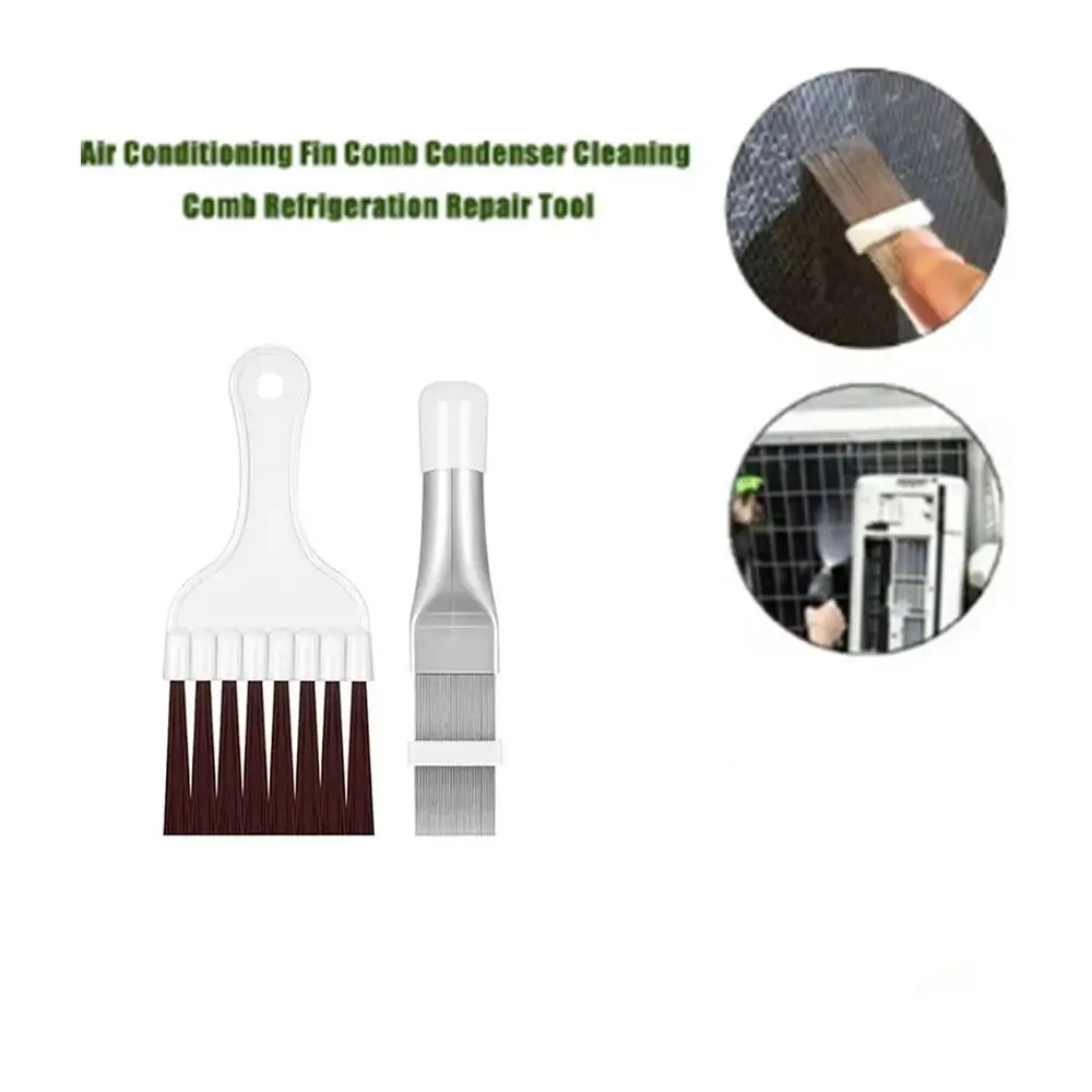 

2Pcs/Set Stainless Steel Air Conditioner Condenser Fin Comb Cleaning Brush Repair Tool Coil Comb Clean Tools Durable Design