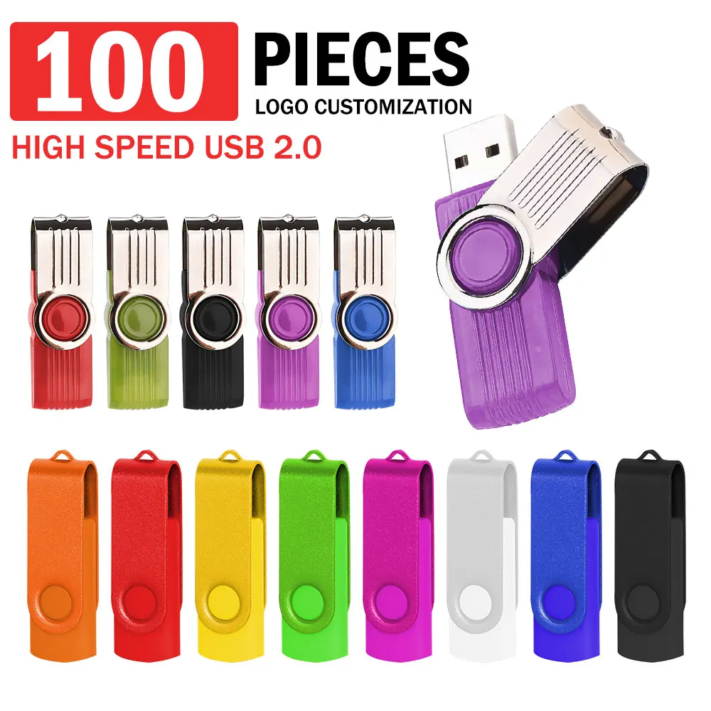 

100 шт. в упаковке, USB-флешки с бесплатной индивидуальной печатью логотипа, 64 ГБ, 32 ГБ, оптовая продажа, флеш-накопители 4 ГБ, 8 ГБ, черные металлические, большой емкости, 128 ГБ