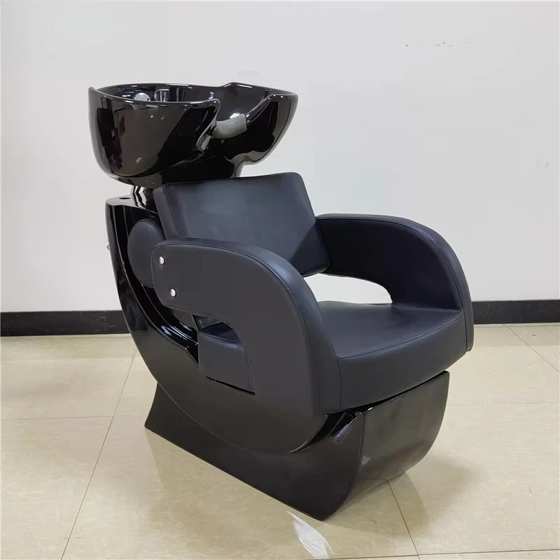 Luxury Professional Black Shampoo Chair with Shampoo Basin   Color Backwash Shampoo Bed for Barber Shop Hair Salon