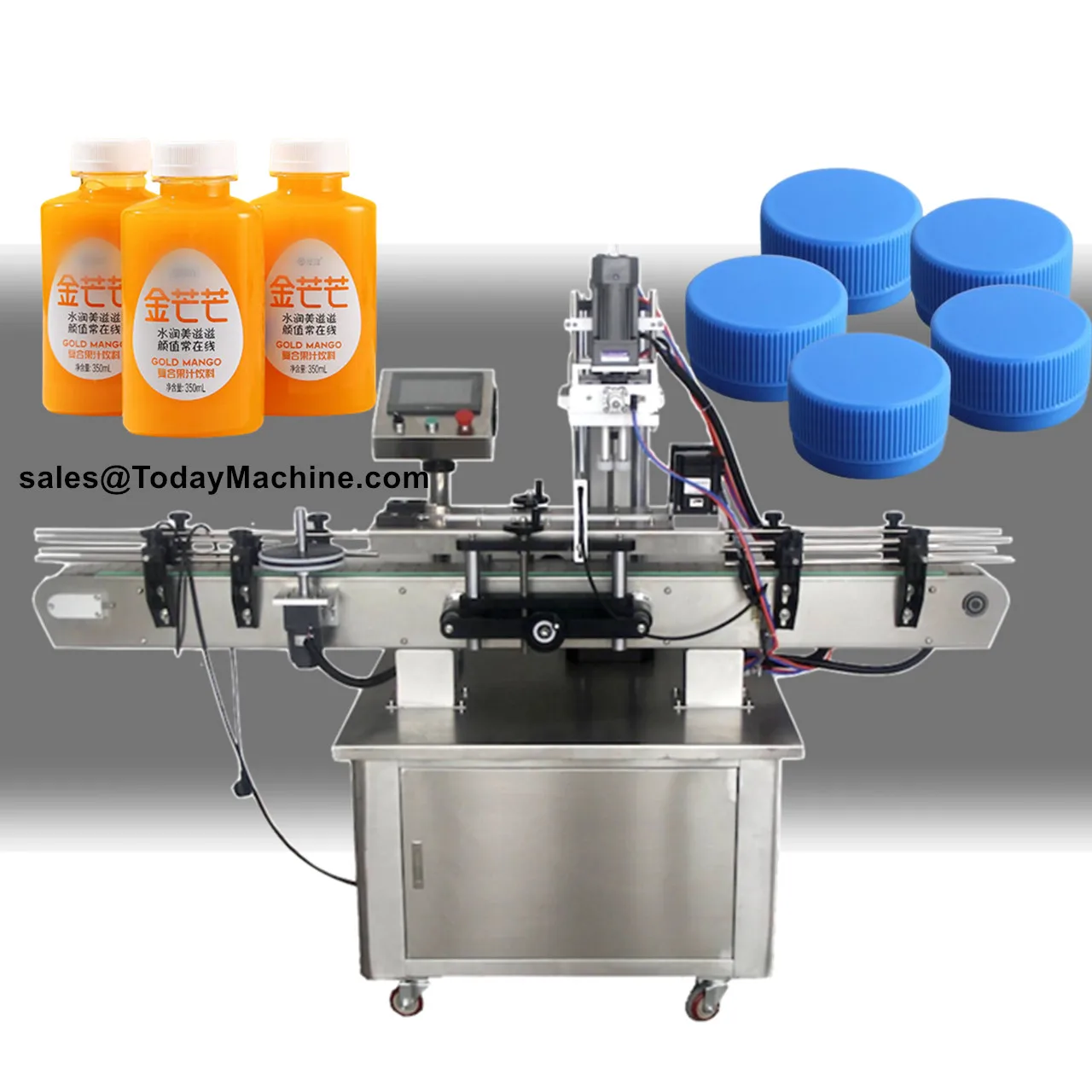 Máquina tampando automática de garrafas de shampoo