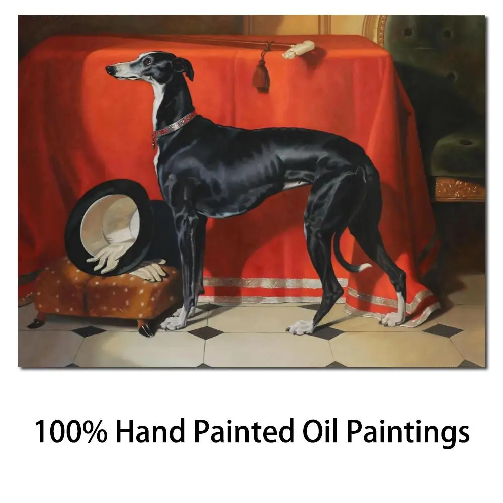 Dog Oil Painting Canvas Wall Art Eos Favorite Greyhound of Prince Handmade Modern Realist Artwork for Office Bedroom Decor