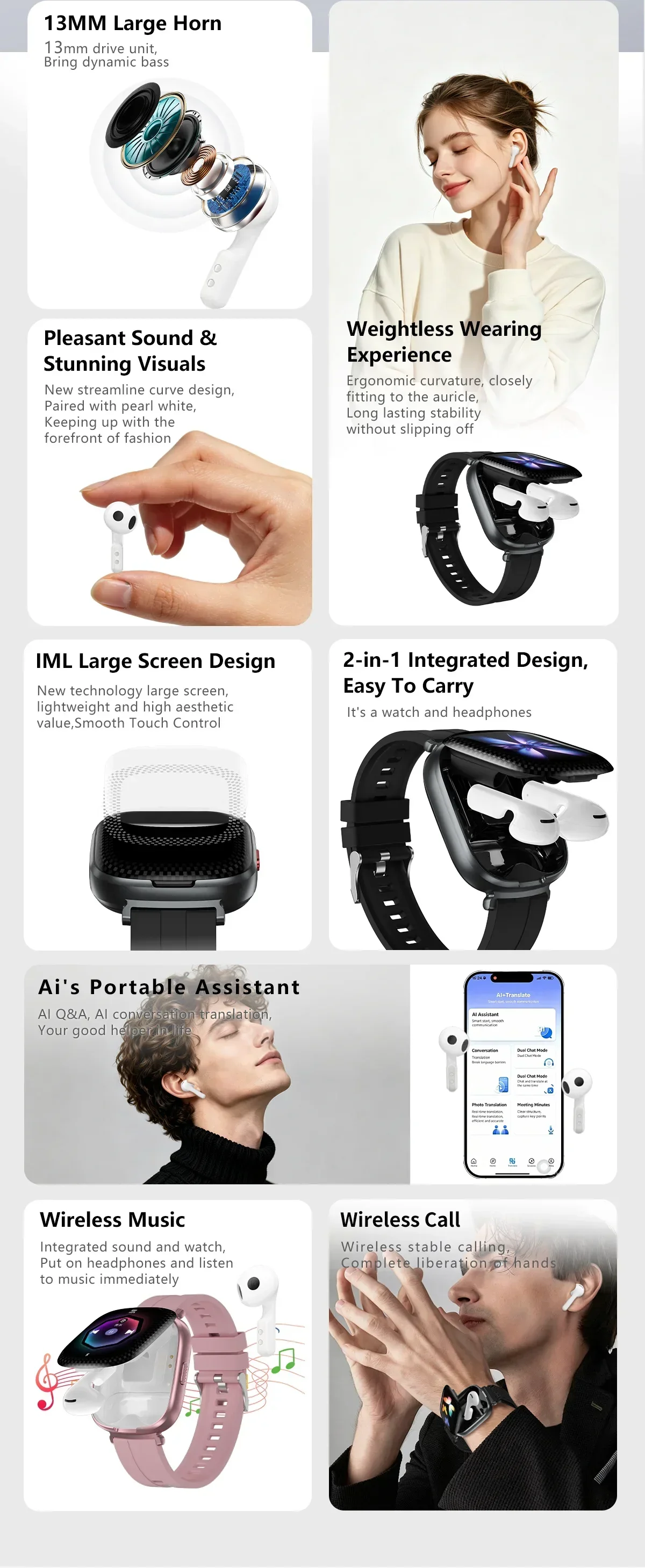 Smartwatch with Built-In Earbuds and 1.88-Inch Curved TFT Display description 2