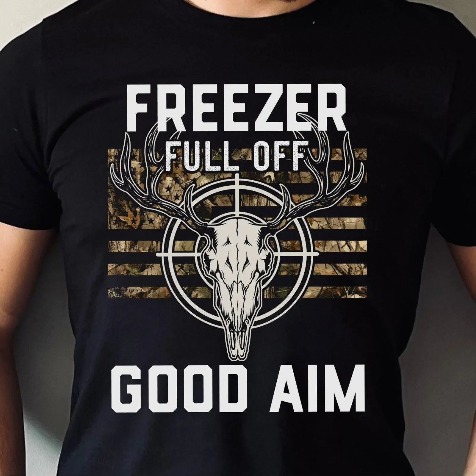Freezer Full Off Good Aim Deer Skull Hunting Camo T Shirt vintage Washed Stylish designer clothes graphic Soft Breathable