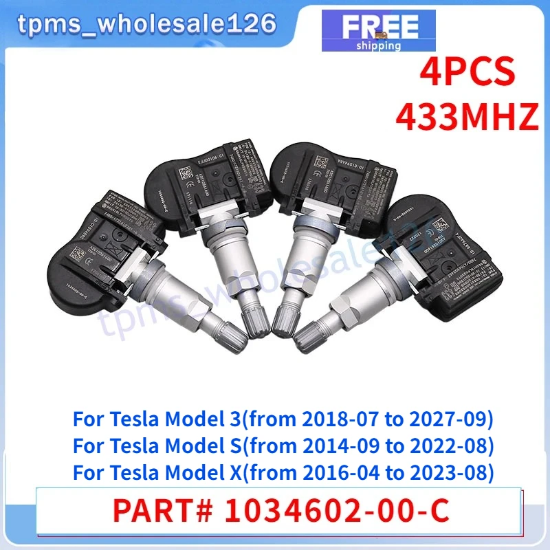 

Датчик системы контроля давления в шинах TPMS 433 МГц, 4 шт./компл., 1034602-00-C для Tesla Model 3 S X 2018-2022 гг., 1034602-00-A, 1074812-00-B