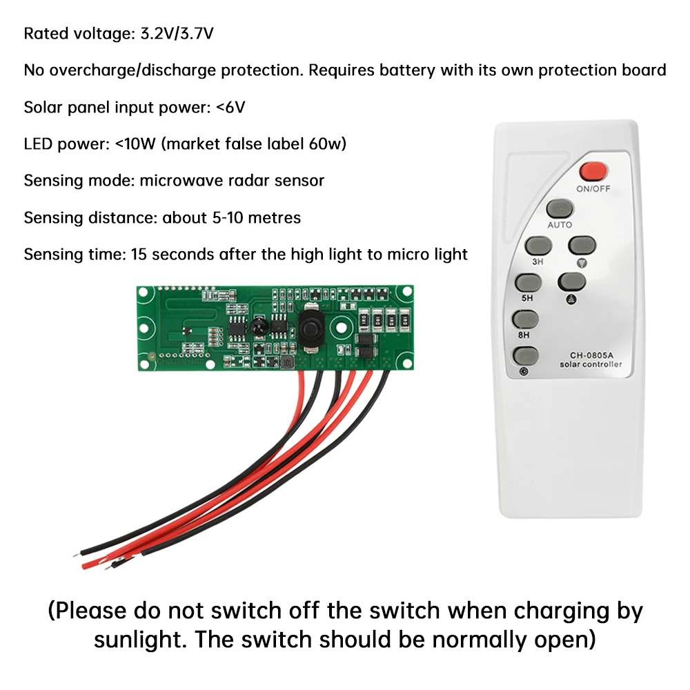 3.2V/3.7V Solar Street Lamp Controller Circuit Board of PIR Human Body Induction Solar Lamp with Remote Control Function