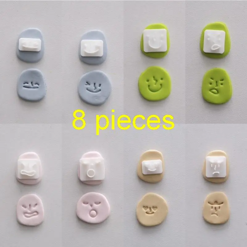 8-teiliges Mini-Cartoon-Expressions-Polymer-Ton-Stempelformen-Set mit verschiedenen Gesichtsmustern, perfekt für die Herstellung von handgemachtem Schmuck. – Detail 1