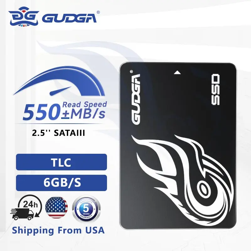 GUDGA SSD 2.5 "Sata3 128GB 256GB 512GB 1TB 3D NAND TLC ما يصل إلى 550 ميجابايت/ محرك الأقراص الصلبة الداخلي للحالة الصلبة للكمبيوتر المحمول المكتبي