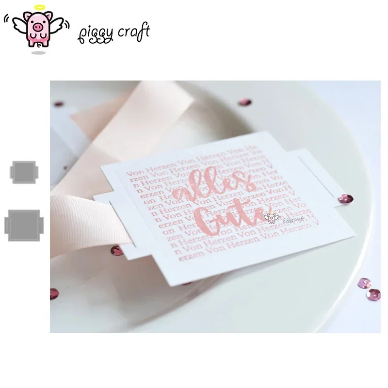 Piggy Craft metal cutting dies cut die mold Square ribbon label Scrapbook paper craft knife mould blade punch stencils dies