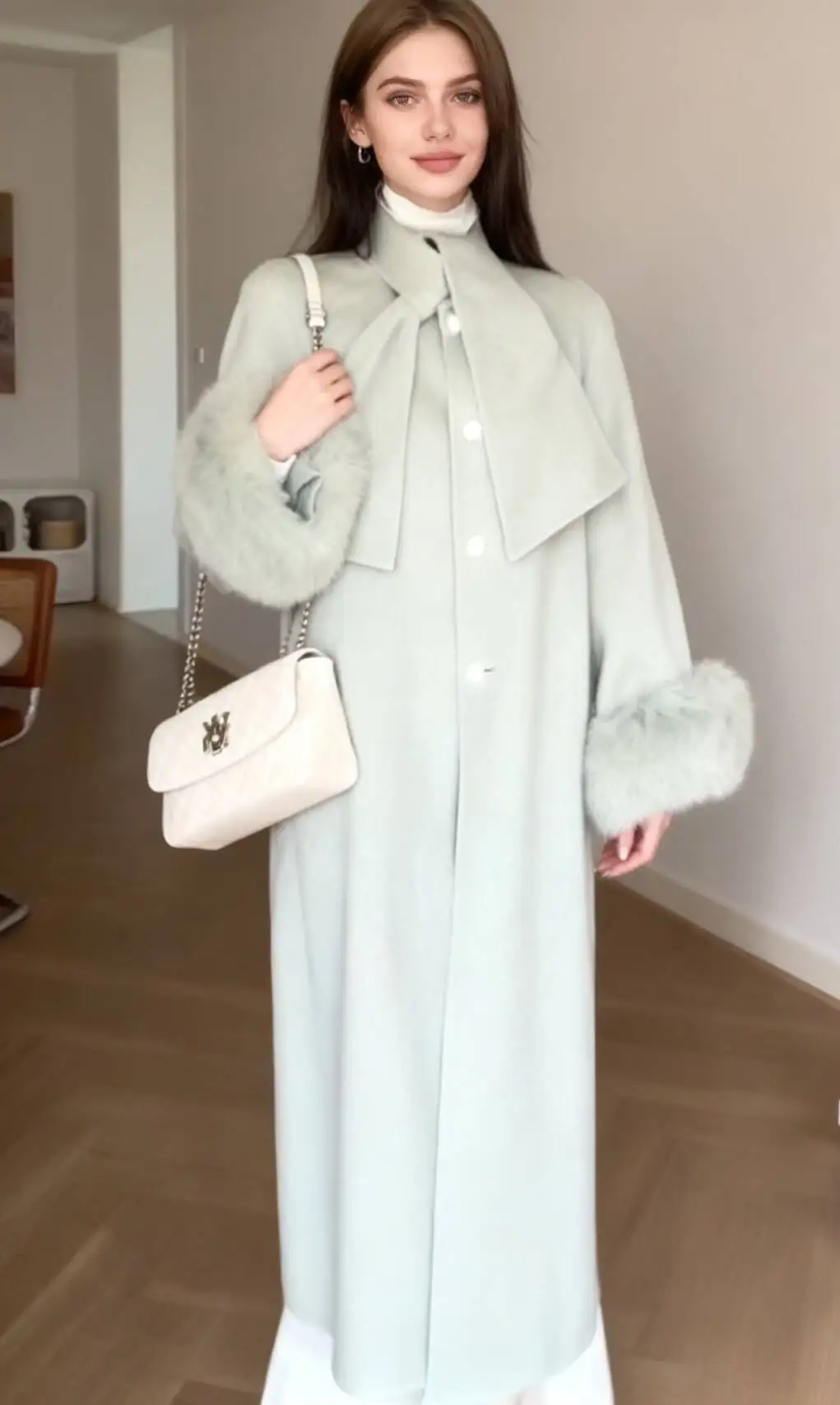 Cappotti in misto lana Cappotto di lana da donna Arancione Inverno Ciniglia Velluto con fantasia Manica a lanterna Stile chic Gite Comodo casual