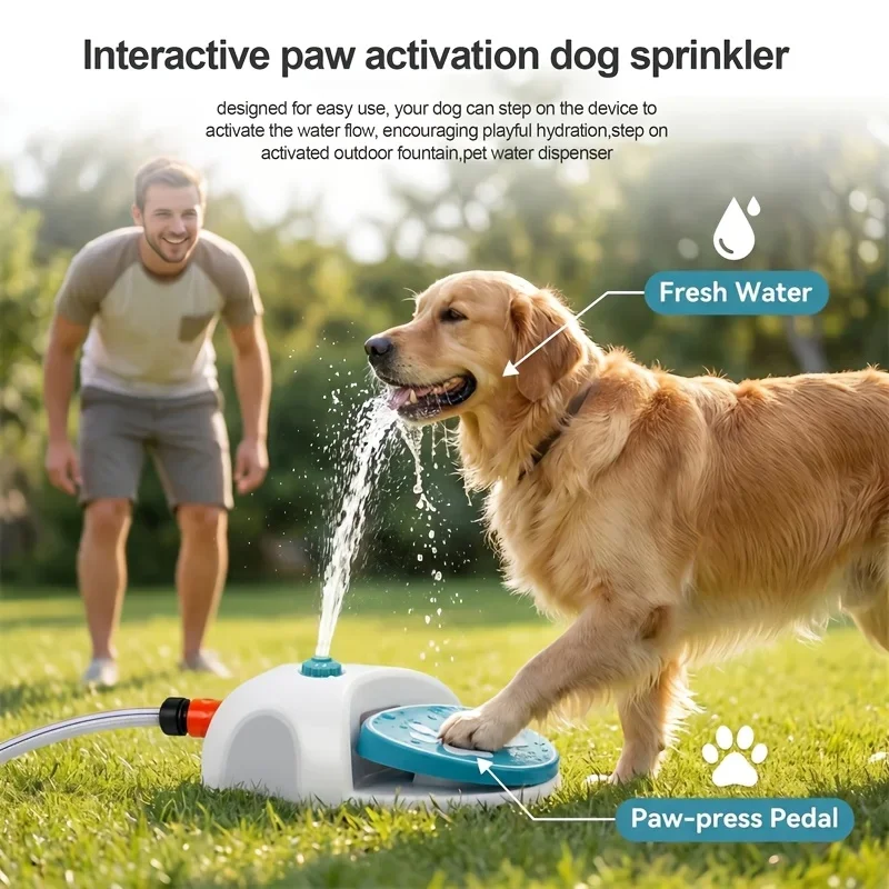 Outdoor Dog Water Dispenser Paw Activated Simple Use Easy Connection Step On Water Fountain with Hose for Lawn for Pets Tools