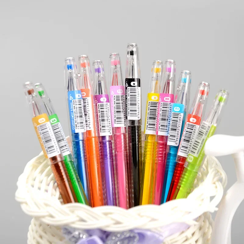 24PCS  Wholesale diamond pen head color neutral pen series fresh 12 color fountain pen student stationery office supplies