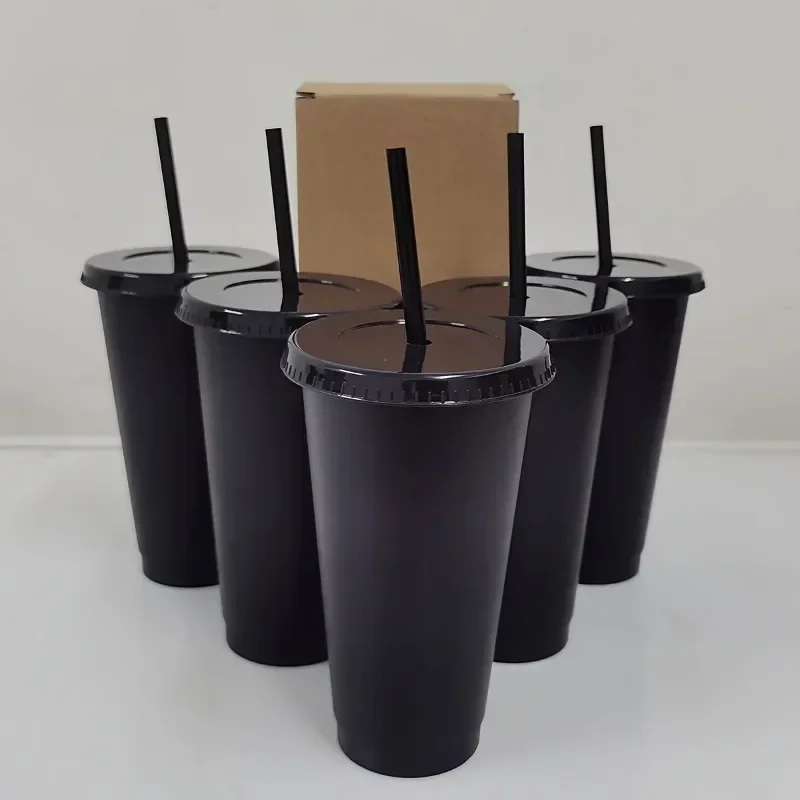 5pcs Tumblers with Lids and Straws Reusable Plastic Cups Iced Coffee Large Water Bottle Party Cold Mug Summer Drinkware 컵