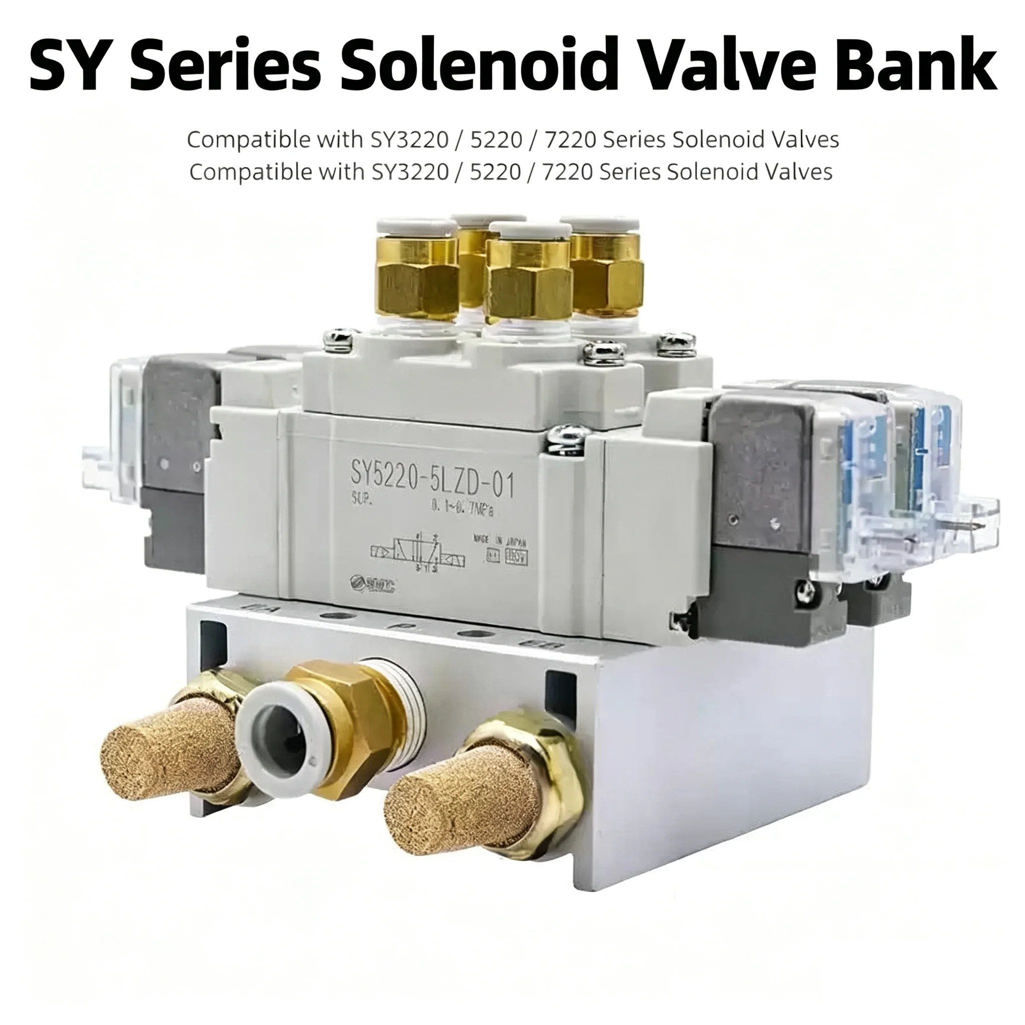 SY5220 Multi-way Combination Manifold Original Replacement Solenoid Valve Control SY5220-5LZD-01 SY5220-6LZD-01 Manifold