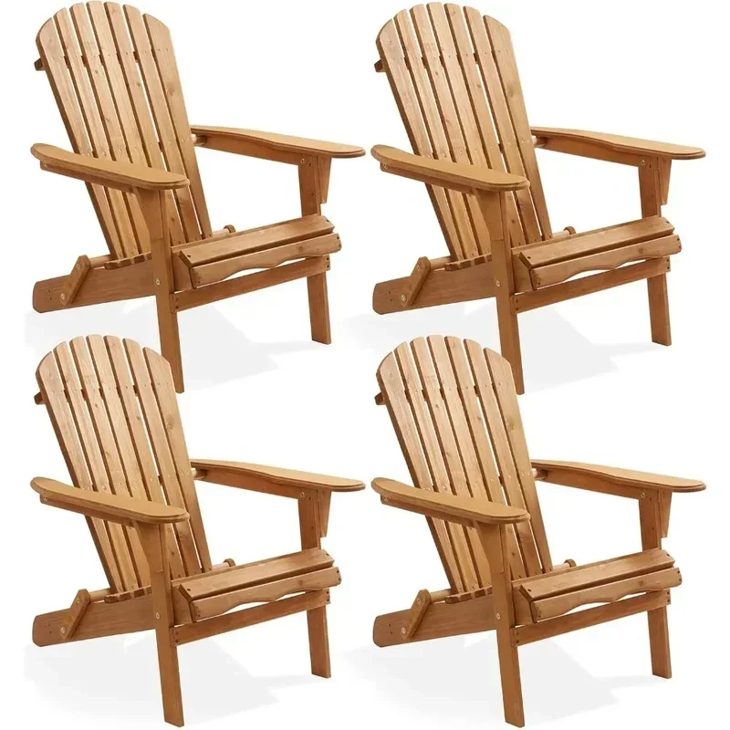 

Folding Cedar Wood Adirondack Chairs, Set of Outdoor Lounge Chairs for Patio, Deck, Yard, Lawn, and Garden Seating