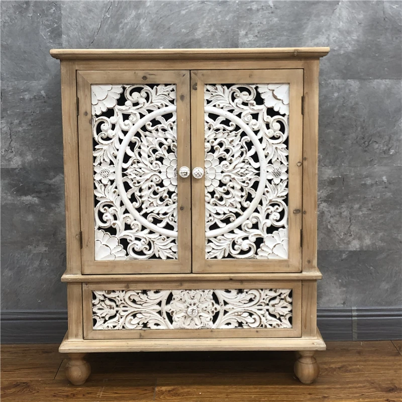 xx- White Carved Accent Console Table Washed Solid Wood Legs MDF Hallway Table for Home Decor for Living Room Dining Room^
