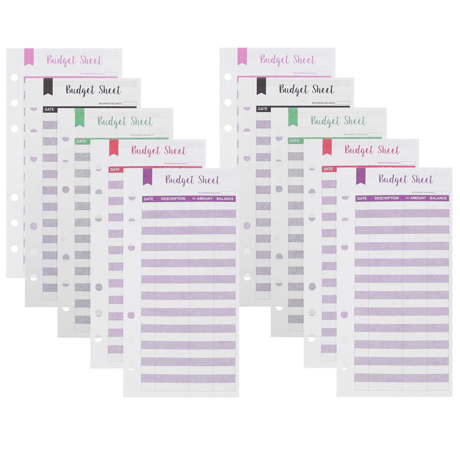 

36 Sheets Convenient Budget Recording Cards Cash Budget Refills for Expense Tracking Binder Home Office Financial Control