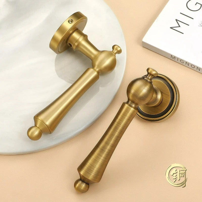 

French Luxury Solid Brass Indoor Door Lock with High-end Feel, Office Meeting Room Wooden Door Silent Lock