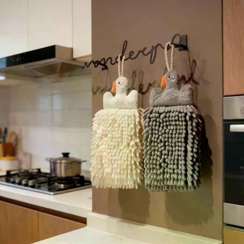 منشفة يد للأطفال من أوزة سميكة من قماش الشنيل الكرتوني معلقة للمطبخ والحمام وغسل منشفة تجفيف لطيفة على الحائط