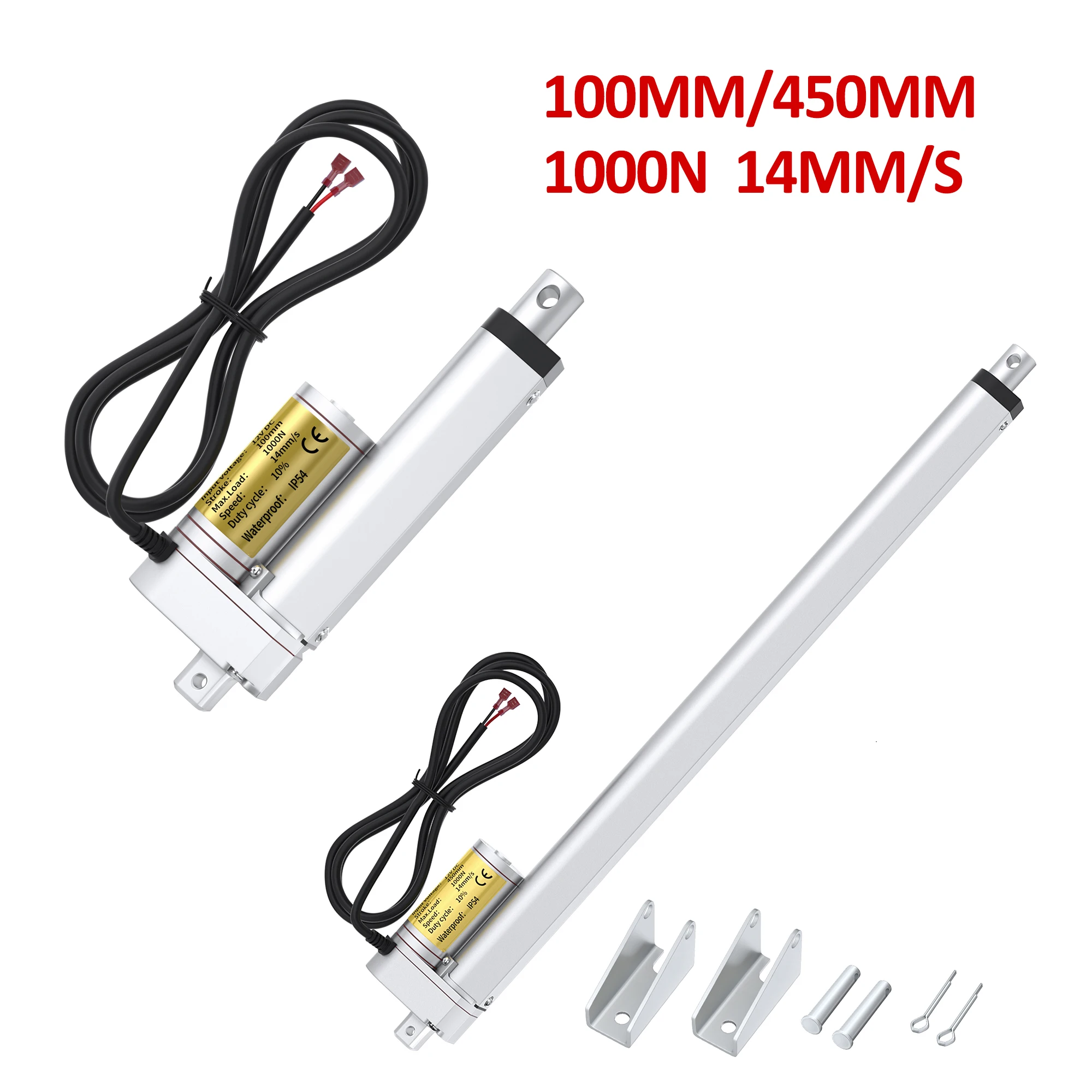 

Linear Actuator 12V 1000N Stroke 14mm/s IP54 Waterproof Linear Actuator 100MM 450MM for RV Motor Home
