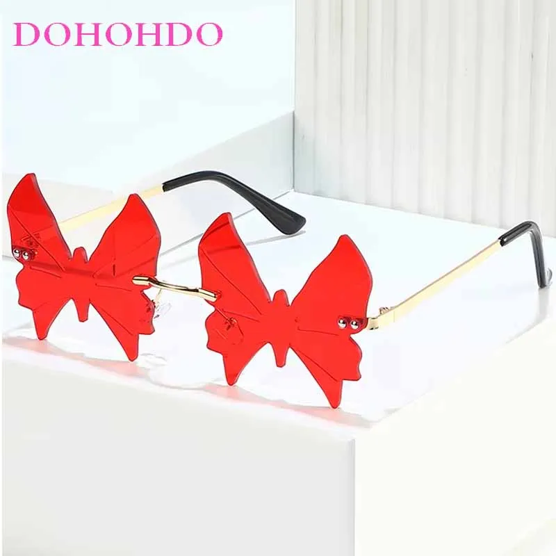 

DOHOHDO 2025 модные солнцезащитные очки-бабочки для женщин и мужчин, персонализированные модные металлические солнцезащитные очки неправильной формы, вечерние декоративные очки