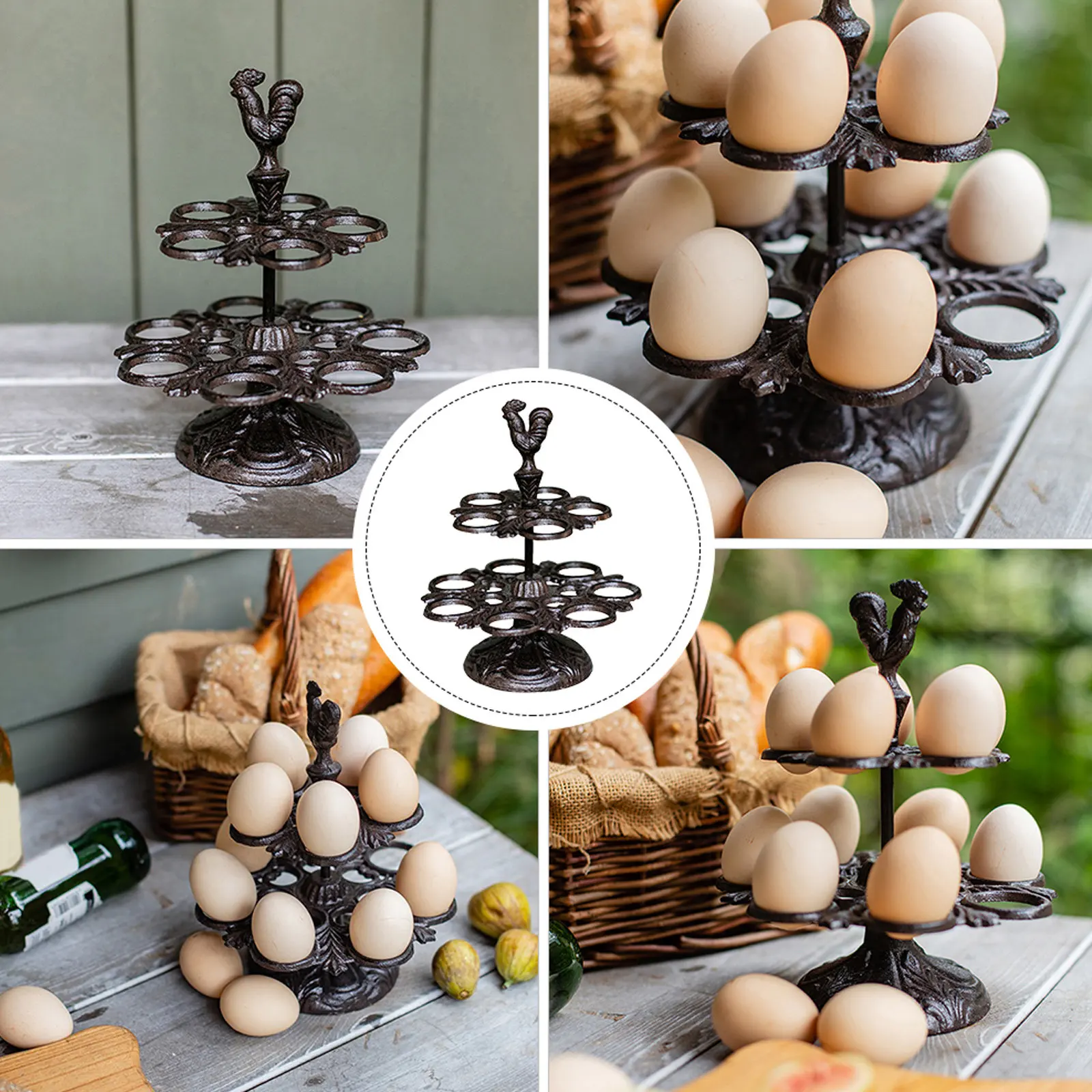 

7947pcs Retro Rack Iron Chicken Modeling Egg Storage Rack For Kitchen Desktop Organizer Egg Holder Kitchenware Storage
