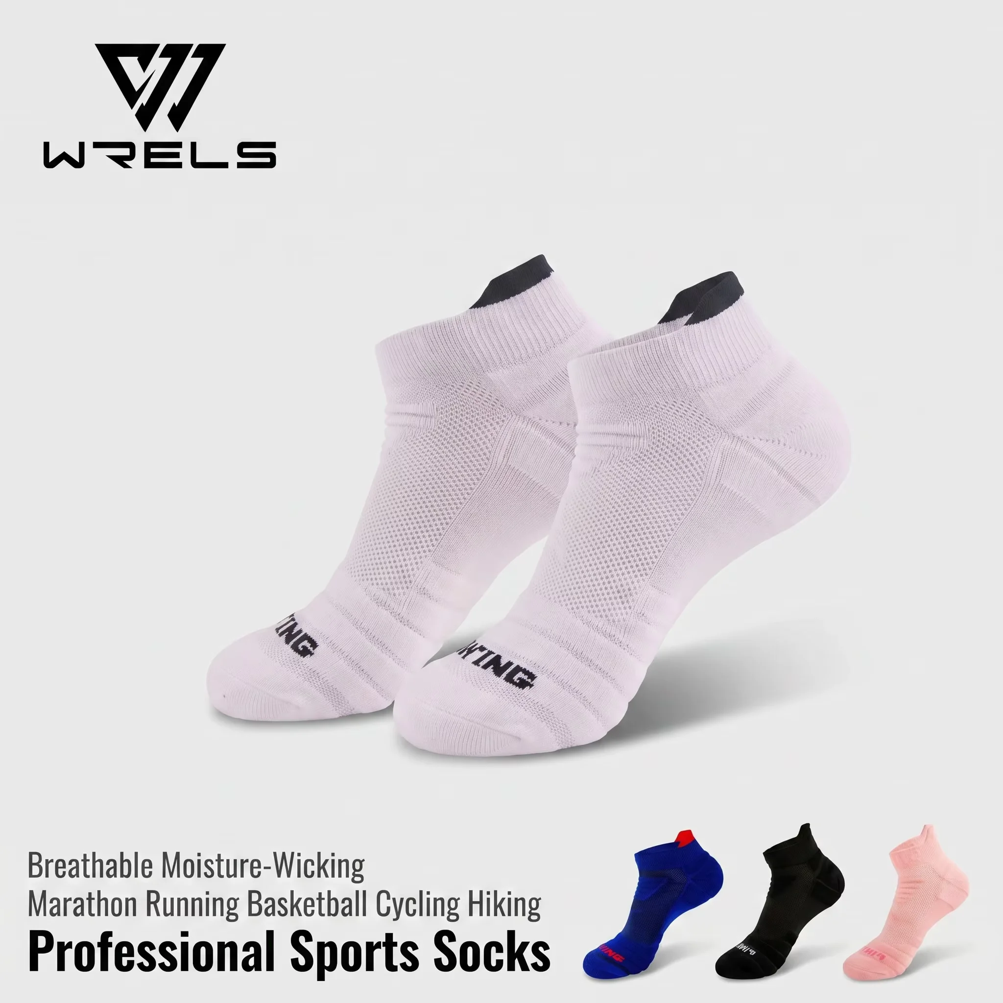 WRELS 1/2/3 Pairs Ankle Socks Cushioned Running Socks Heel Tab No Show Socks Men Women Moisture Wicking Cycling Athletic Socks
