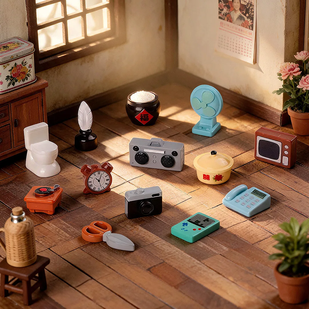 100pcs Wholesale Mini 3D Furniture Radio Clock Electric Fan Telephone Desk Post Offince Dollhouse Decor DIY for Keychain Pendant