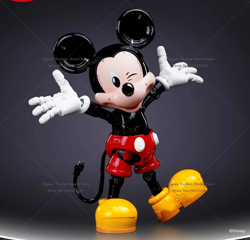 HEATBOYS Disney Anime Mickey Mouse Simulation Mini 19cm Black White Colorful Mech Mickey Action Figure Fans Best Gift Collects