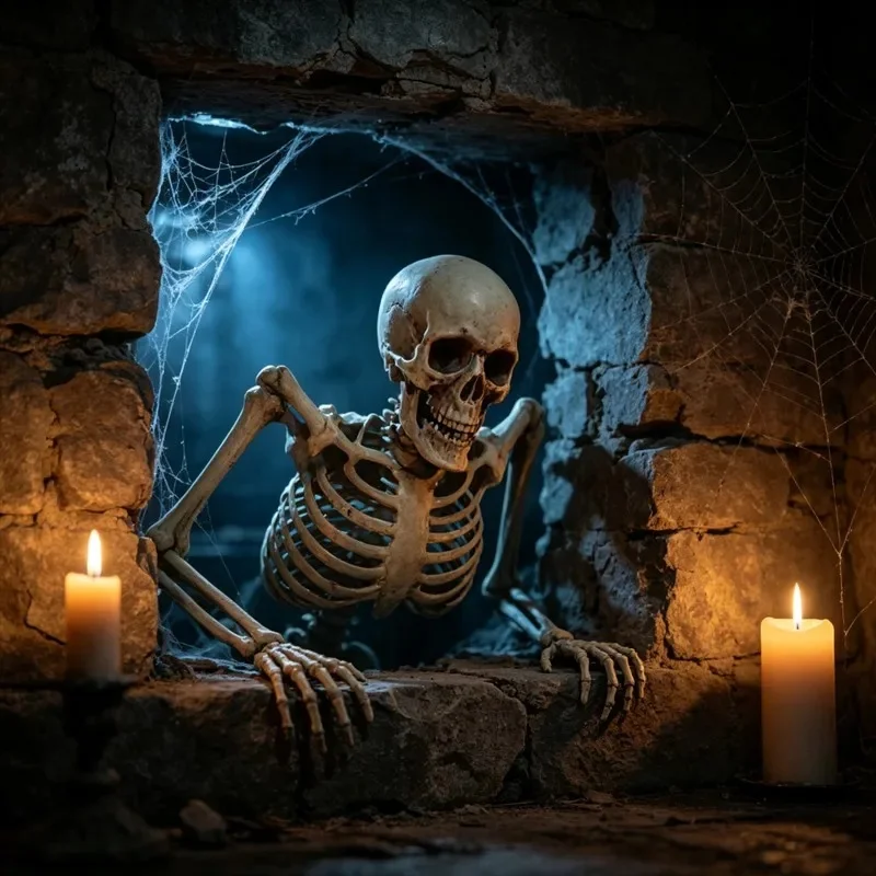 Halloween Half Body Skeleton Decoration Horror Skull And Bones Ornament Graveyard Prop Scary Desktop Outdoor Decor