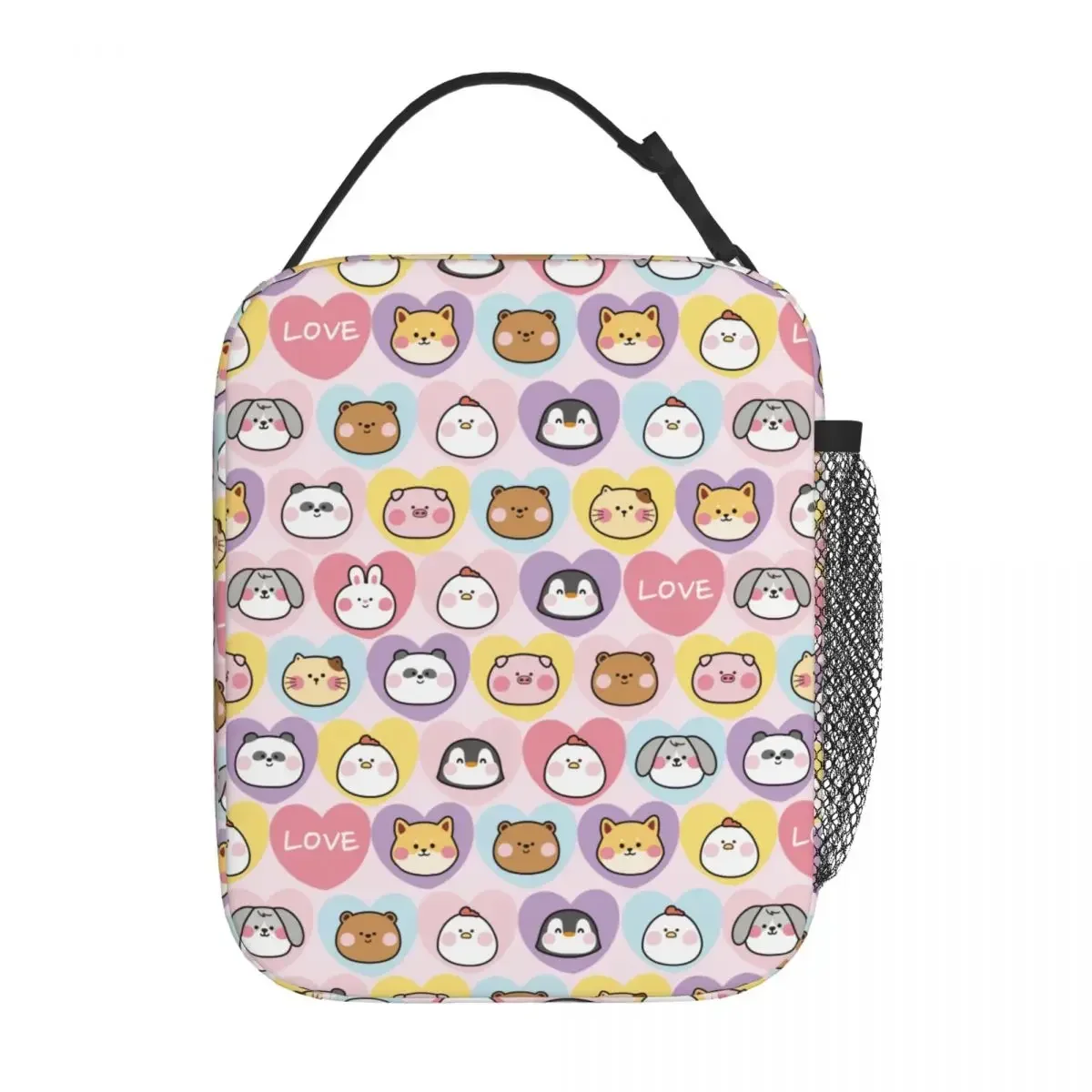 

Cute Animal Heart Thermal Insulated Lunch Bag For School Pink Valentine's Romance Theme Bag for Lunch Thermal Cooler Food Box