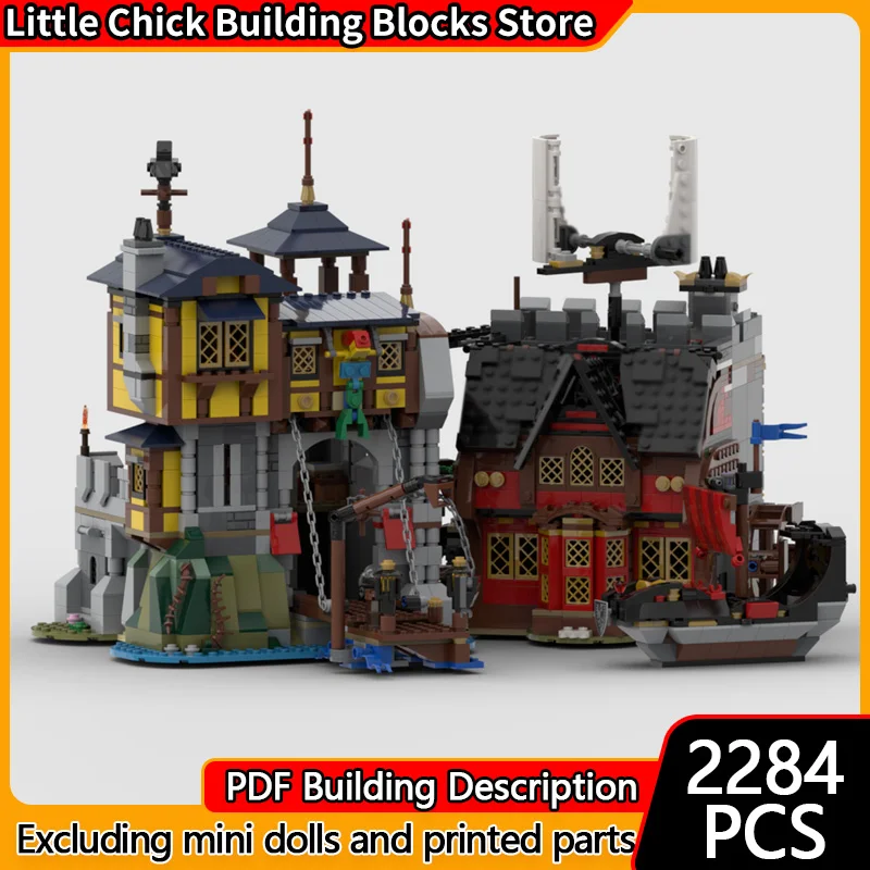 

Medieval Castle Model MOC Building Bricks Castle Port Mermaid Modular Technology Children Holiday Gifts Assemble Toys Suit