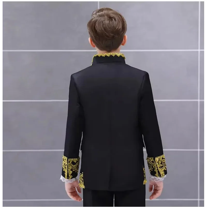 Crianças cosplay traje de príncipe medieval criança menino rei desempenho vampiro cavaleiro smoking terno carnaval fantasia vestir-se presente aniversário