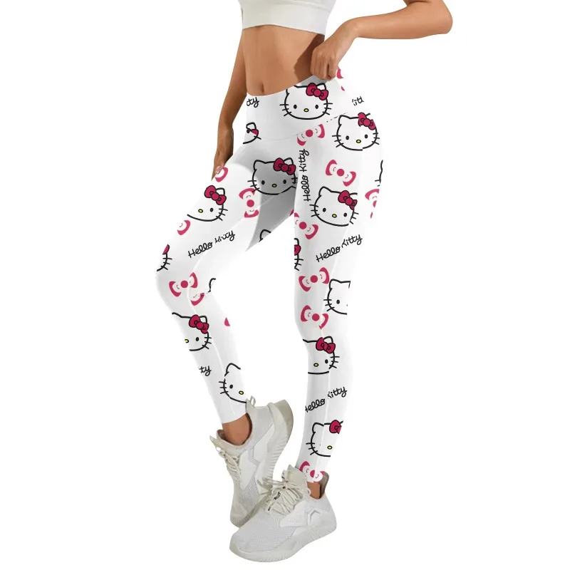 

Женские леггинсы Y2K Hello Kitty в стиле аниме для йоги с высокой талией и эффектом подтяжки бедер, с принтом, мультяшные брюки для отдыха, размеры S-6XL