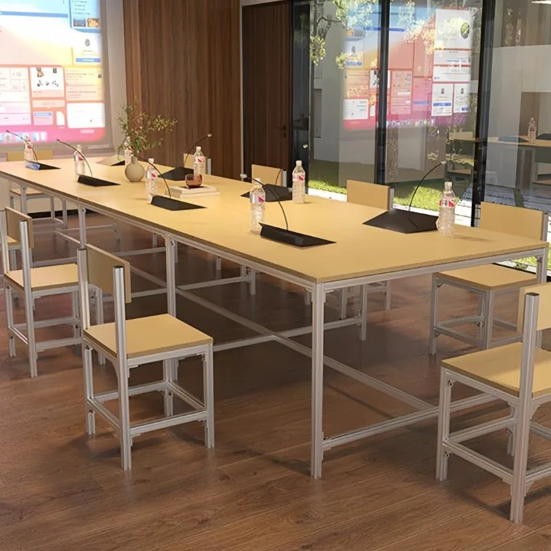 Modern minimalist birch aluminum desk, ocean board table and chair combination, coffee shop milk tea shop conference table