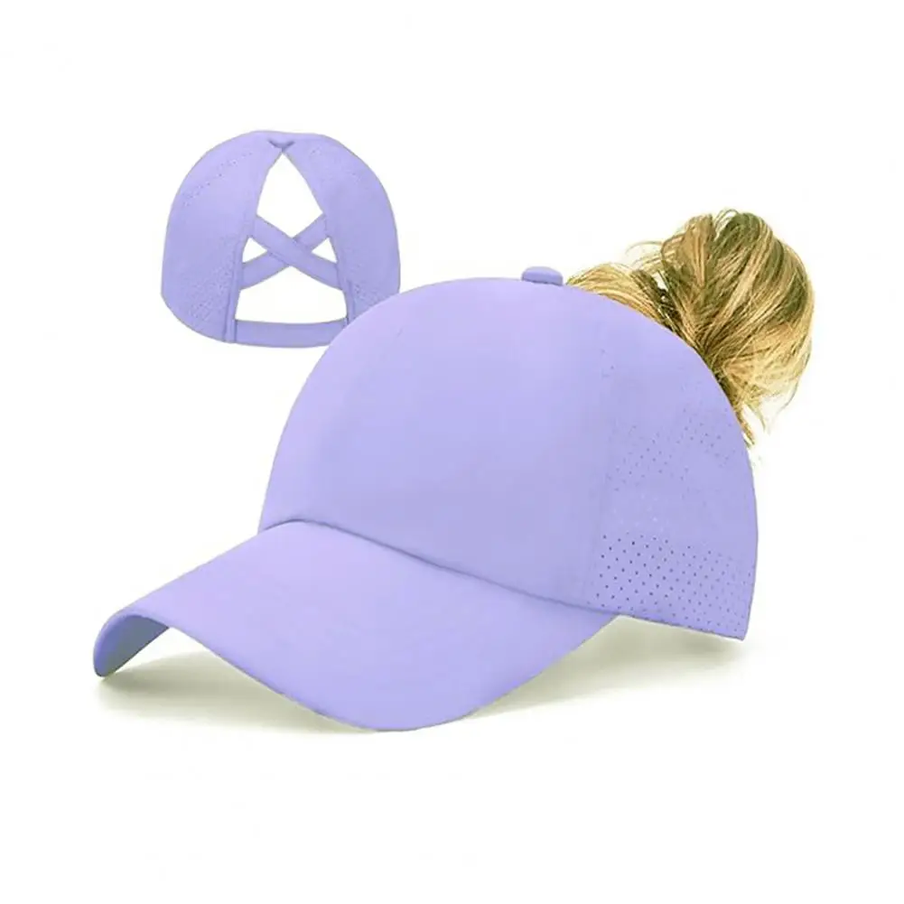 Elastic Strap Baseball Hat Gym Workout Headwear Women Baseball Cap with Adjustable Elastic Straps Quick-drying Sun for Running