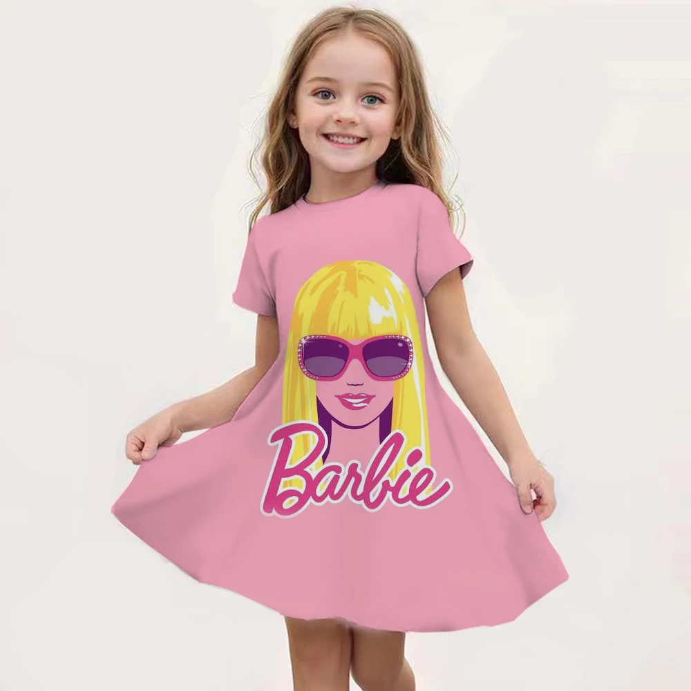 Girl Barbie Princess&Unicorn Cartoon Dress Children's Clothing 3D1-14 Birthday Party Dress Children's Casual Clothing