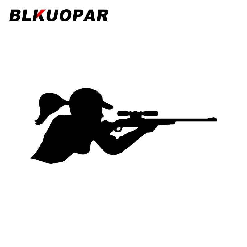 BLKUOPAR Huntress Sniper Rifle Aiming Half Body Silhouette Car Sticker Waterproof Decal Graphics Die Cut Windows Trunk Car Lable