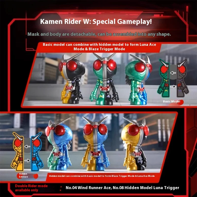 New Product In Stock Wasa Collaboration Kamen Rider Figurine Dreadlock Blind Box Trendy Tabletop Ornament Kongwo Double Ride