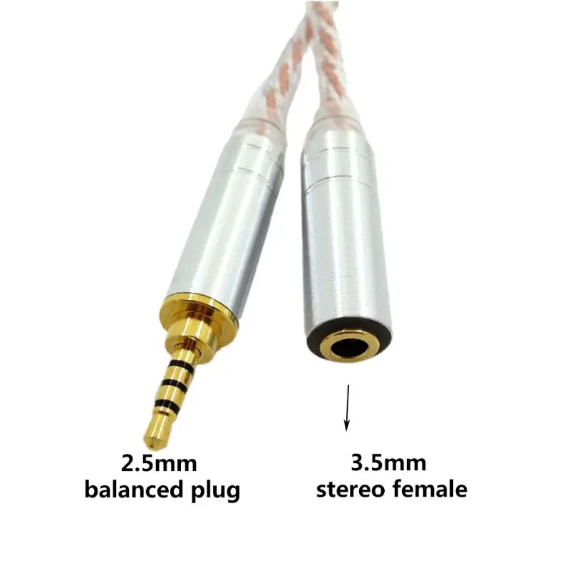 سلك الصوت 2.5 ذكر إلى 4.4 أنثى كابل 2.5 مللي متر/4.4 مللي متر إلى 3.5 مللي متر محول متوازن مصنوع يدويًا لمشغل موسيقى HIfi MP3