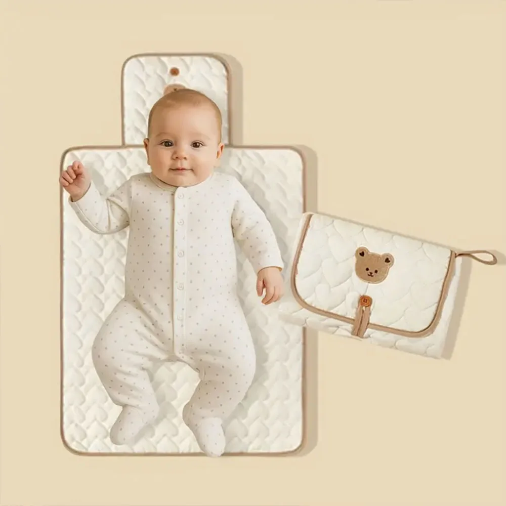 

Портативный и моющийся коврик для пеленания — двусторонний, складной коврик для сна со шнурком для удобства в дороге