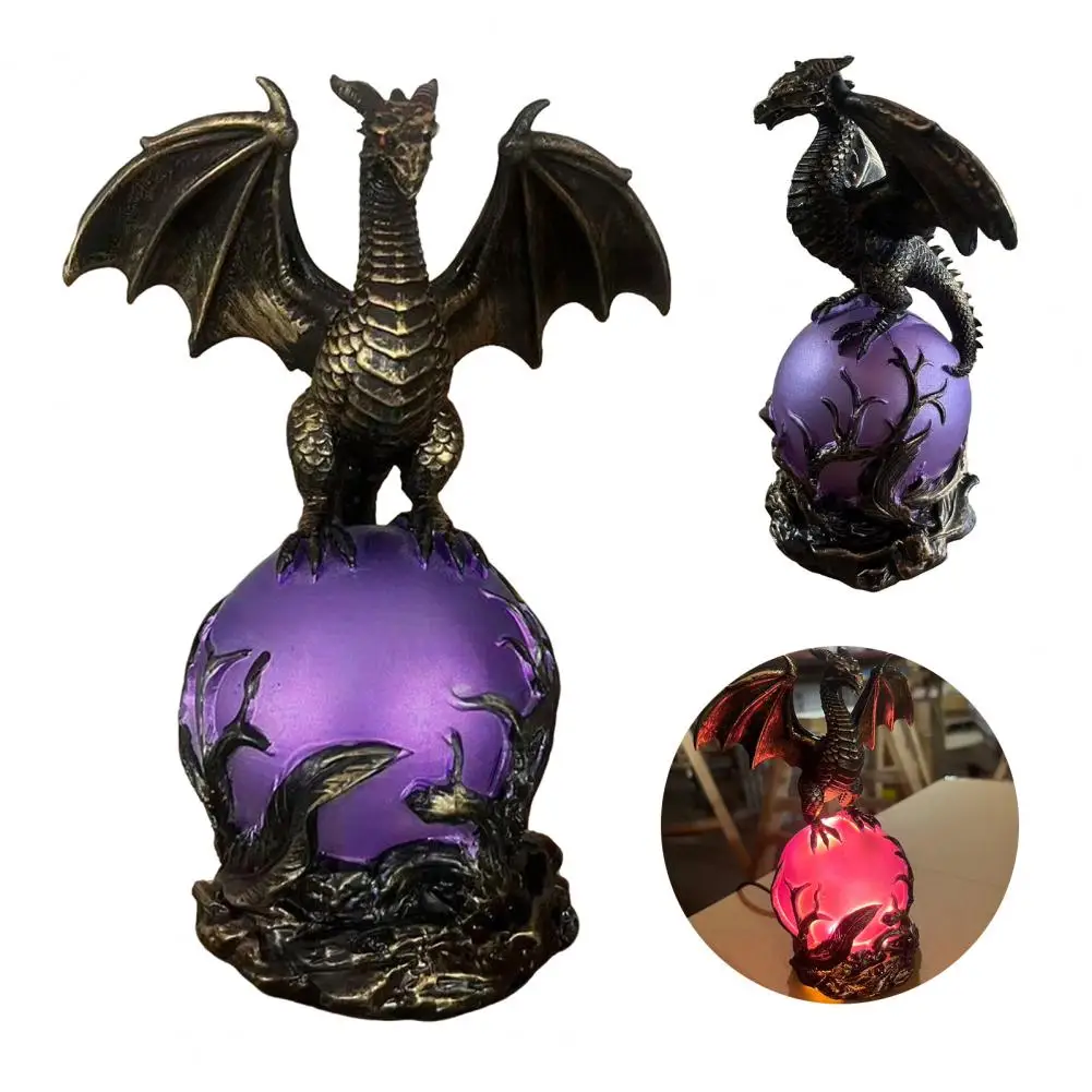 Estatua de Dragón 2026 con Bola, Figura de Dragón Estilo Oscuro, Lámpara de Escritorio con Forma de Dragón Alimentada por USB, Adorno de Fantasía, Regalo para Hombres y Mujeres