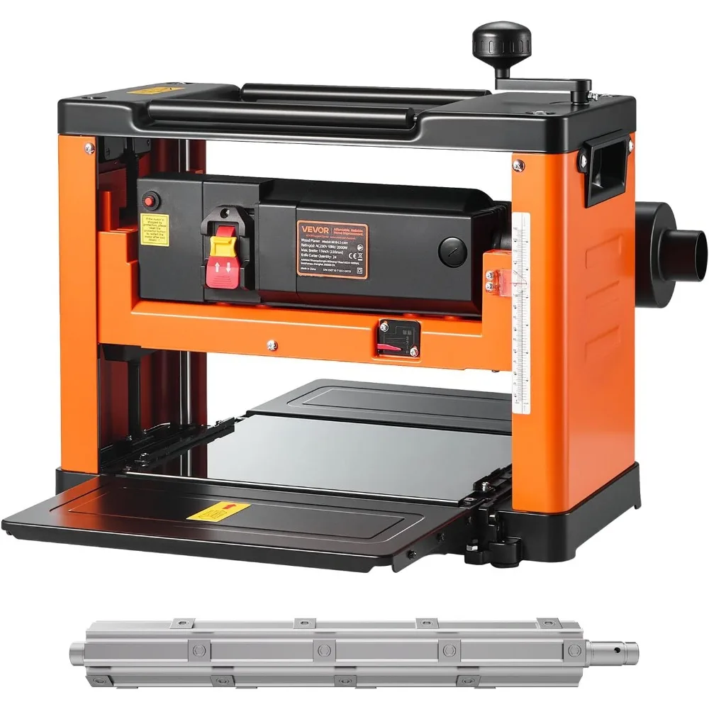 13-Inch Spiral Thickness Planer, Woodworking Power Benchtop Planer, with 2000W 23500 RPM Powerful Motor, Single Speed, for